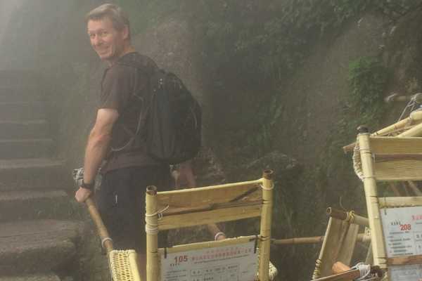 Sedan Chairs at Huangshan Mountain