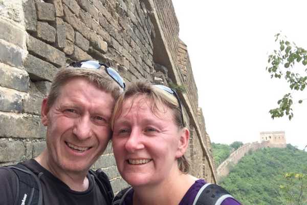 Selfie after climbing up to The Great Wall Jinshanling