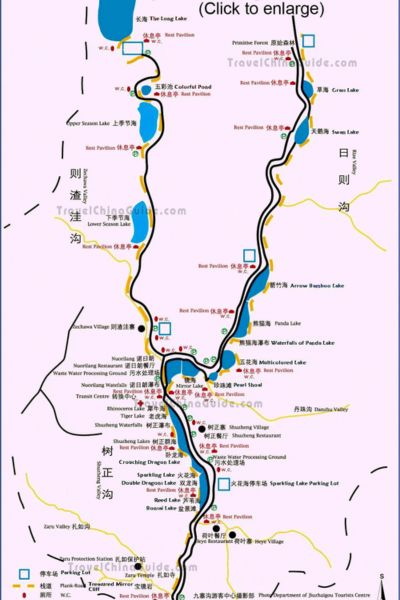 Chinese Map of Jiuzhaigou National Park