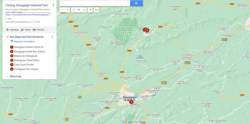 Visiting Zhangjiajie National Park map