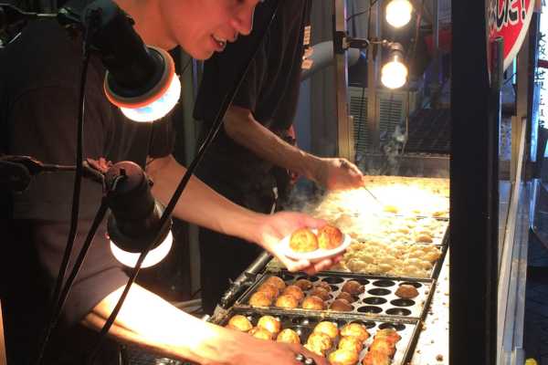 Making Takoyaki in Osaka