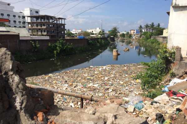 Garbage at the canal in Ponddicherry