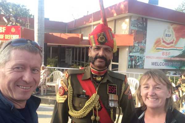 Close up Selfie with Indian Soldier at Wagah Border Ceremony