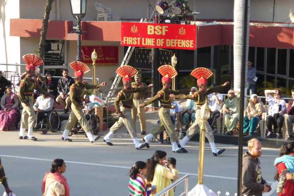 India Pakistan Border Closing Ceremony Indian Soldiers Marching