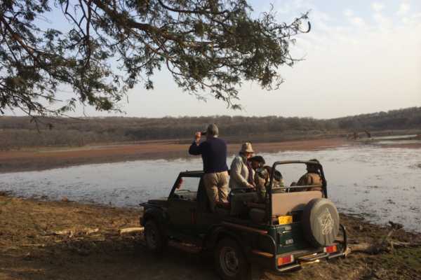 Ranthambore National Park Gypsy Safari Jeep by the water