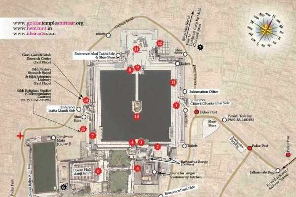 map of amritsars golden temple