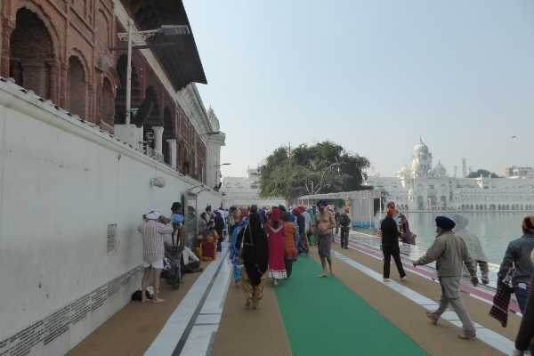 the marble walkway at amritsars golden temple