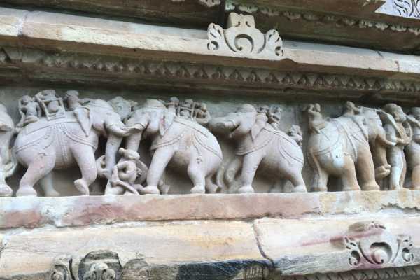 Lakshamana Temple Khajuraho elephant frieze around base