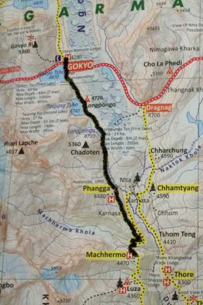 Everest Trek Day 8 map