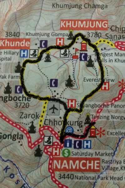 Khumbu Valley Map of Hike