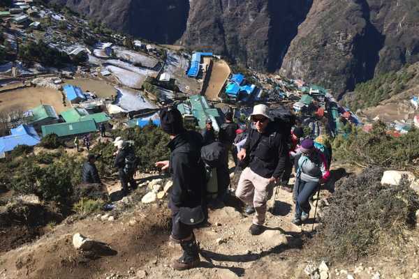 Looking down on Namche Bazaar
