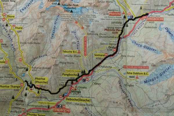 Phortse Tenga to Dingboche Map