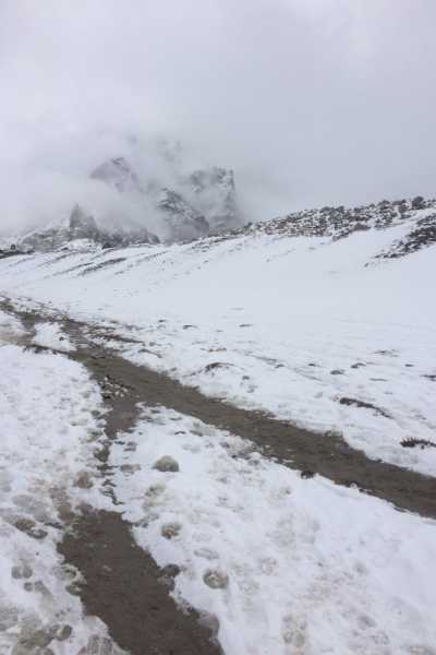 The trail from Gorakshep to Everest Base Camp