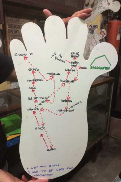 Trek Map on Footprint at Rumdoodle's