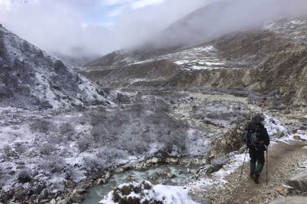 Valley and the trail from Dingboche to Deboche