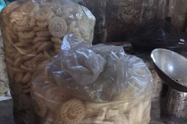 Krupuk in bags ready to be sold