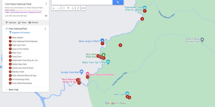 Map of Mulu National Park