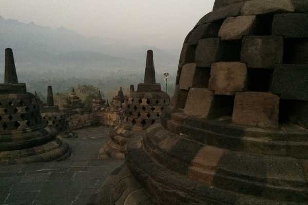 Stupas at Borobodur at dawn