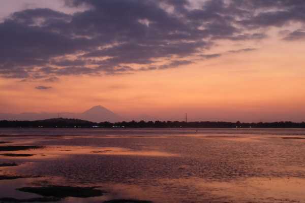 Volcanoes from Gili Air at Sunset