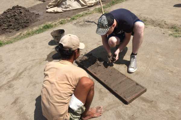 Yogyakarta brickmaker giving lessons