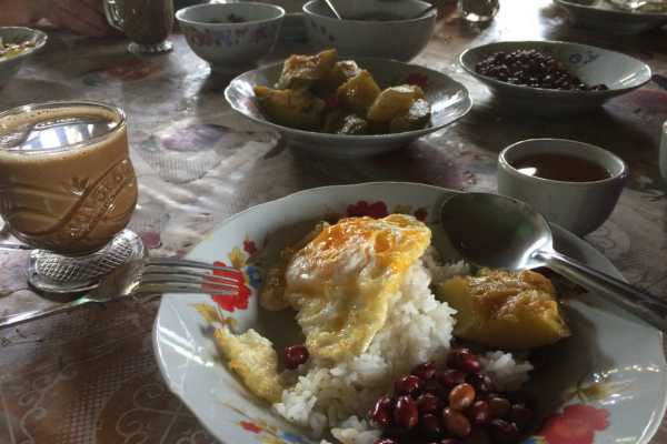 Breakfast on trek in Myanmar