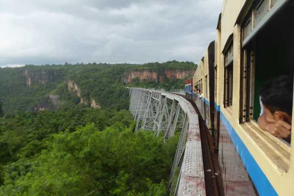 Crossing the Gokteik viaduct in Myanmar