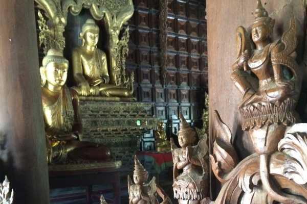 Inside Shwe In Bin Kyaung monastery