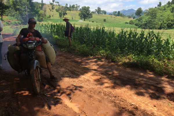 Loaded motorbike on Hsipaw trek, Myanmar