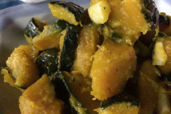 Green Asian pumpkin in mild curry sauce in Mandalay