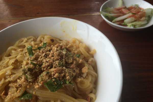 Shan noodles from hole in the wall place in Hsipaw Myanmar