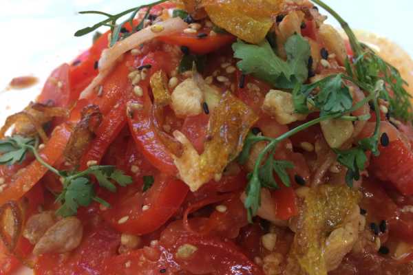 Tomato salad with cilantro in Bagan