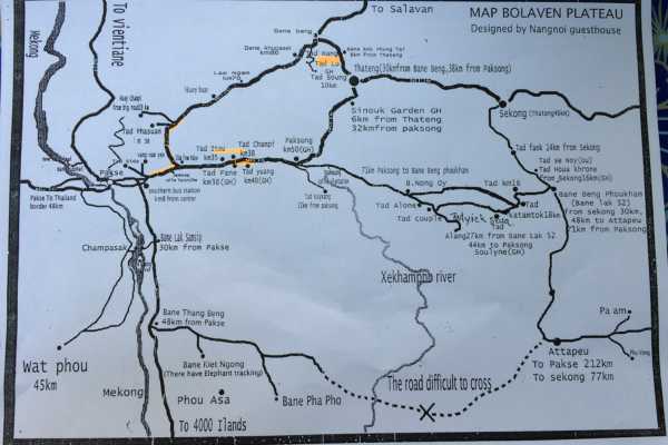 bolaven plateau - route map