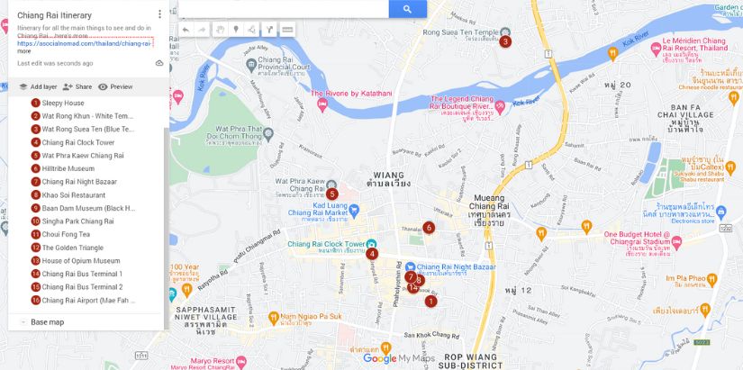 Map of Things to See and Do in Chiang Rai