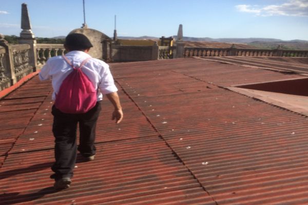 Walking on the roof at the Museum of the Revolution Leon