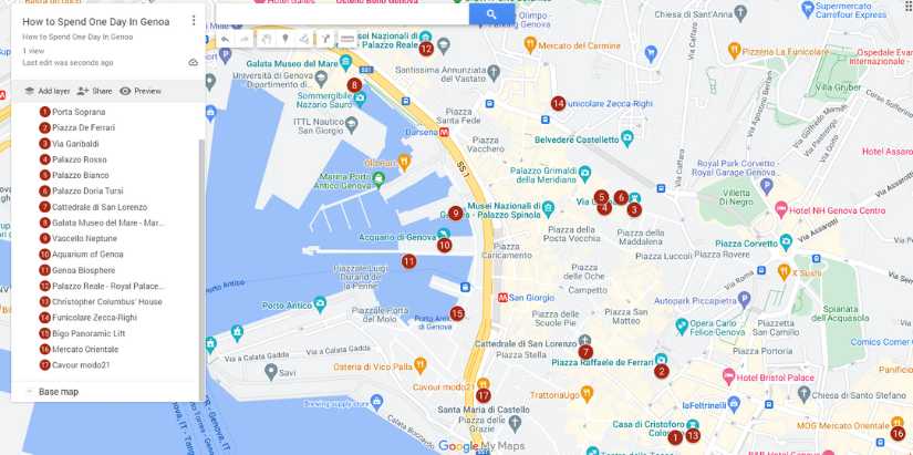 Map for One day in Genoa
