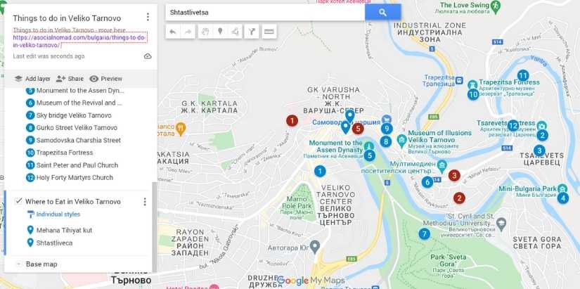 map of things to do in veliko tarnovo