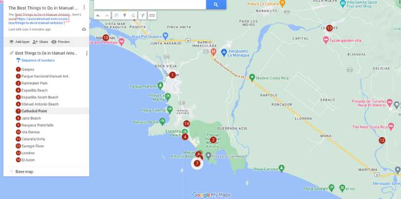 The Best Things to Do in Manuel Antonio map