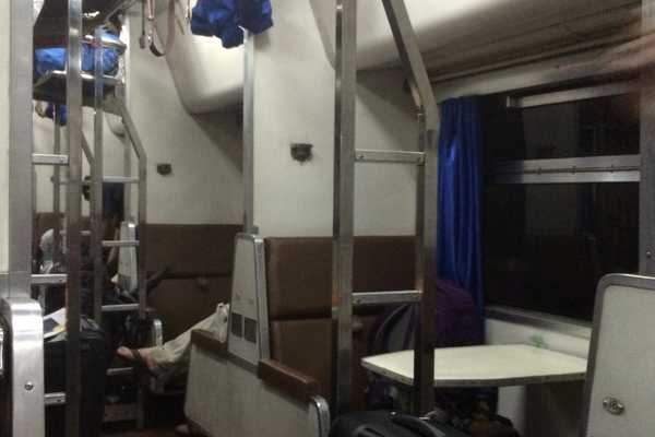 Bangkok to Surat Thani Train sleeper seats in sitting position