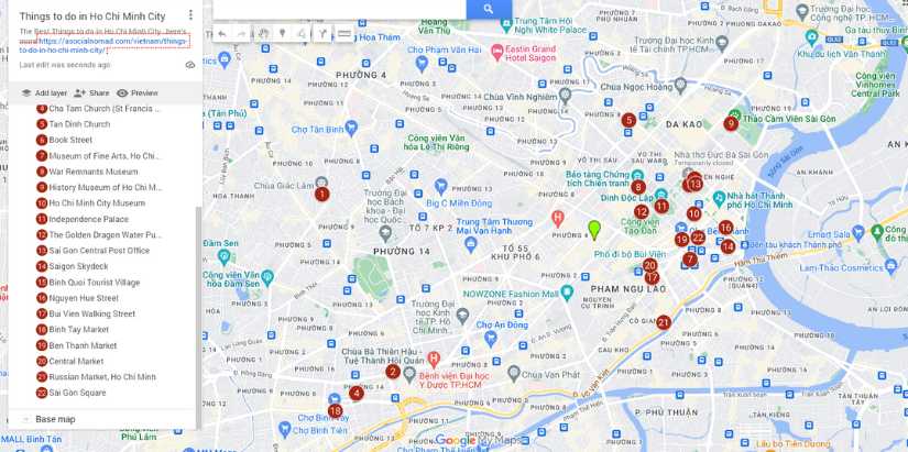 Map of Things to do in Ho Chi Minh