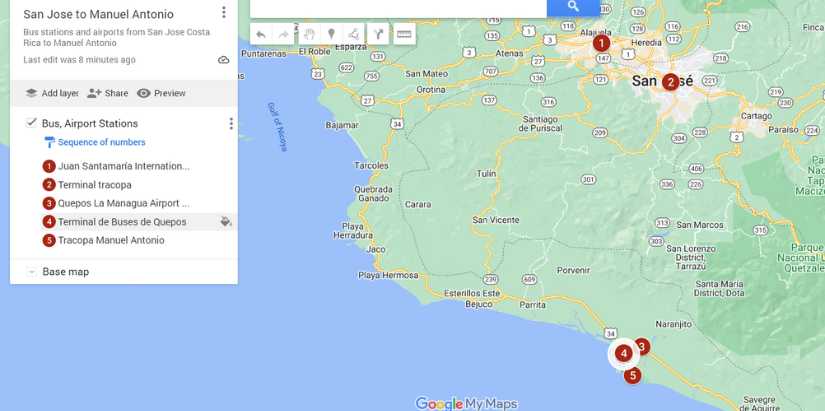 bus and train stations san jose to manuel antonio
