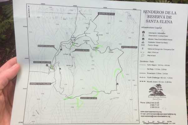 map of hiking trails santa elena forest reserve