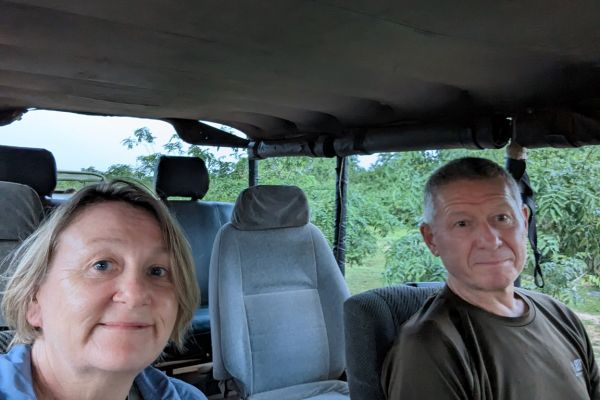 inside a Jeep on a Yala National Park Safari