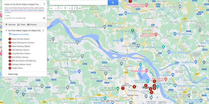 Hanoi airport to Hanoi map