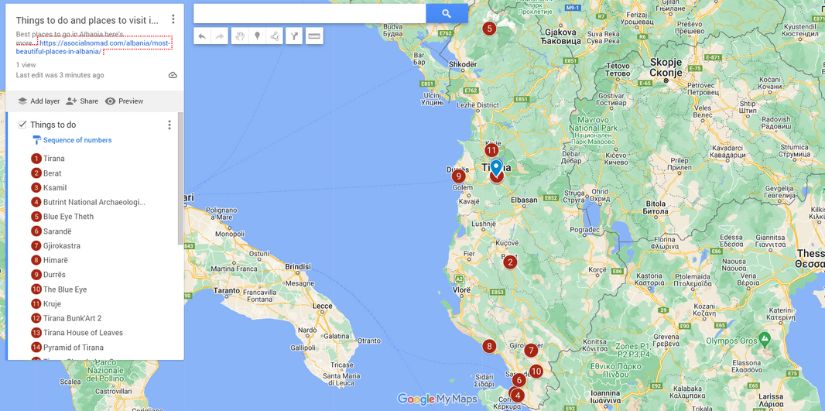 Map of Things to See and Do in Albania