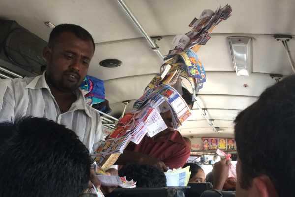 Vendor on a Bus in Sri Lanka
