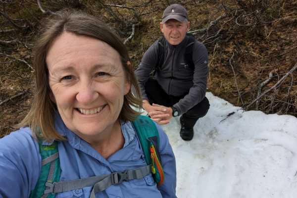 Snow in June at the 3 Country Cairn