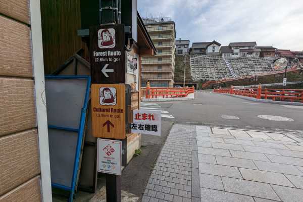 Sign Post details the walking route to the Snow Monkey Park