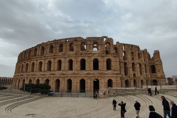 First Sighting of El Jem Amphitheater