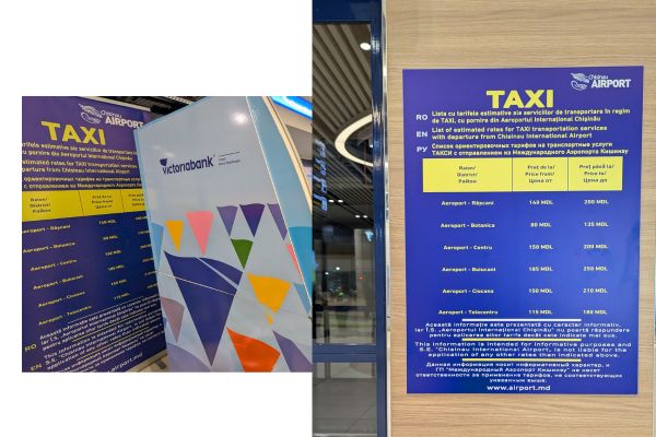 Taxi Boards with pricing at airport in Chisinau