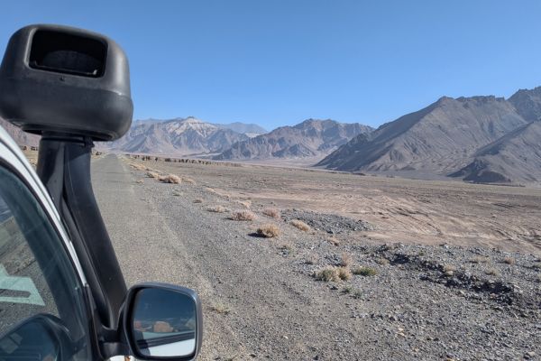 Gravel Road back seat of the Land Cruiser